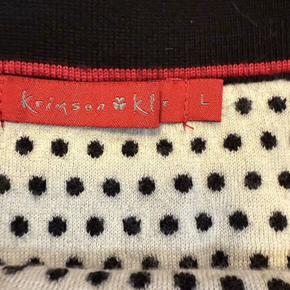Krimson Klover Merino Wool Skirt Large Black White Polk Dot Knit Elastic Waist - Picture 4 of 7